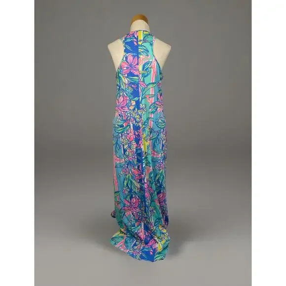 Lilly Pulitzer Kerri Maxi Dress Easy Tiger Floral Print Womens Small Sleeveless - Picture 4 of 10
